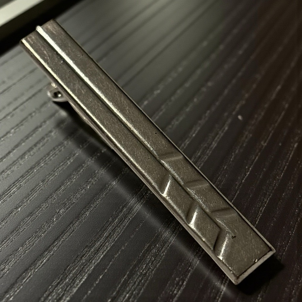 Vintage Hickok USA Tie Clip Bar Silver Tone Long Metal Ornate Arrow End Design